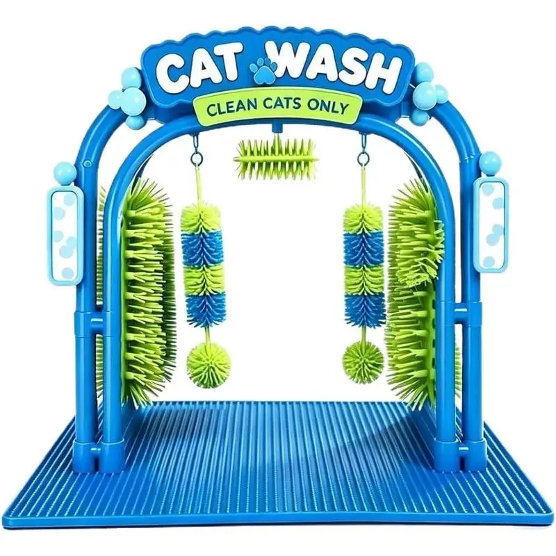 Cat Wash Grooming Station, Cat Car Wash Toy, The Cat Wash Scratcher, Self Grooming Arch with Soft Brushes Helps Cats Enjoy Massa