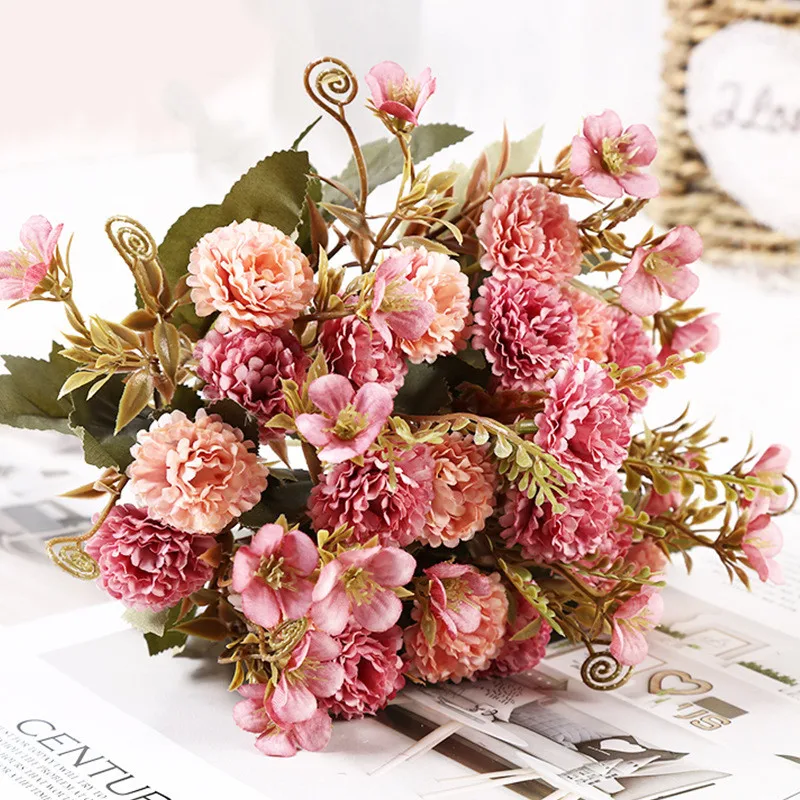 Artificial Lilac Flower Vintage Rose Peony Bouquet Home Wedding Decoration Fake Flowers DIY Party Decoration Holiday Supplies