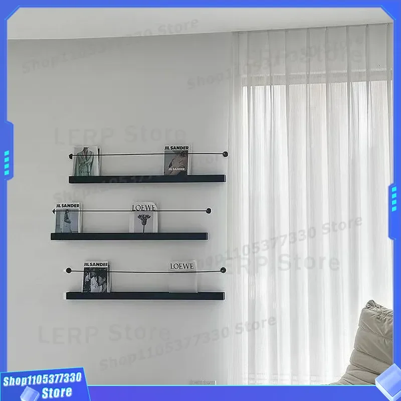 Wrought Iron Wall Shelf Metal Bookshelf Living Room Storage Rack Simple Hanging Board Creative Home Decoration Baffle Display