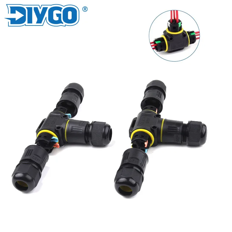 IP68 Quick Coupling Outdoor Waterproof Connector T-type Wire 2/3Pin Lever Terminal,For Electrical Junction Box Wire Connectors