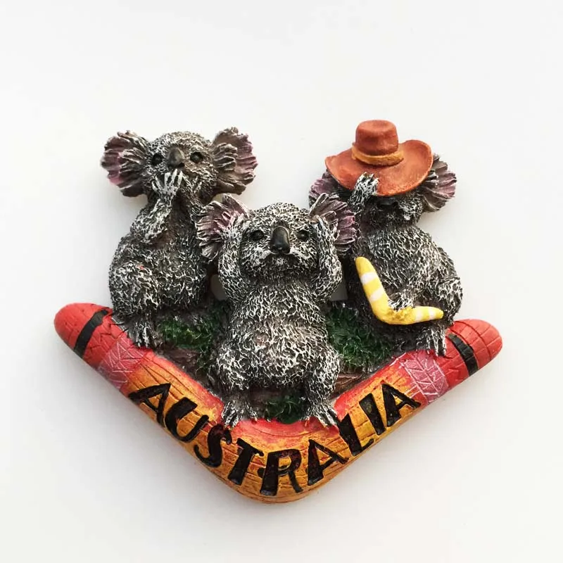 Handmade Painted Australia Koala 3D Fridge Magnets Tourism Souvenirs Refrigerator Magnetic Stickers Collection