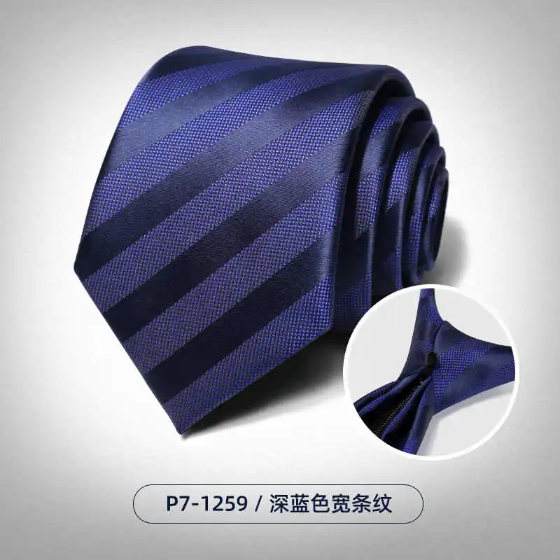 

Blue Striped Tie For Men's Formal Wear, Business, 7cm Zipper Style, Knot Free, Easy to Pull, Fashionable And Casual