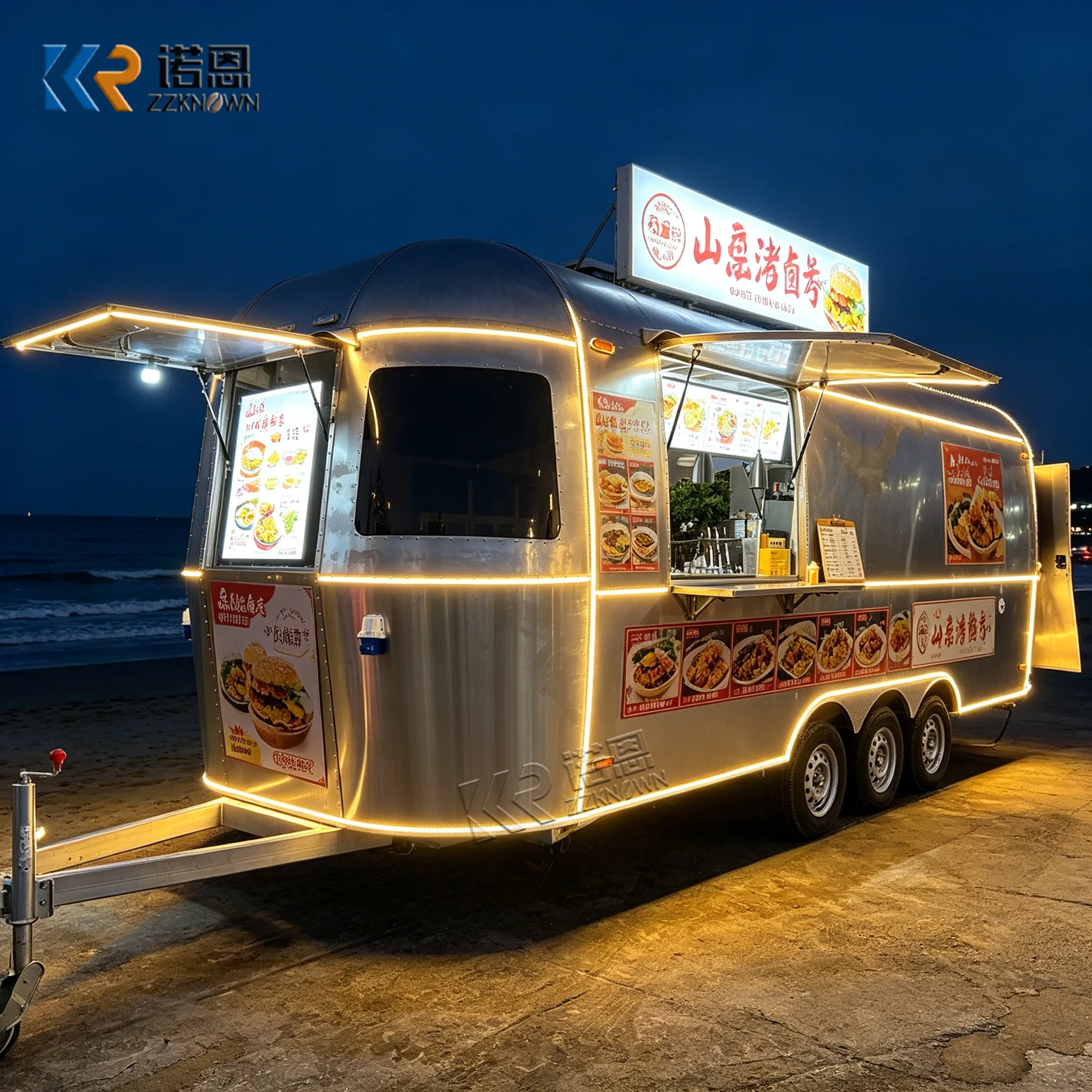 Fully Equipped Fast Food Truck Mobile Food Trailer USA Customized Ice Cream Truck With Professional Kitchen Setup