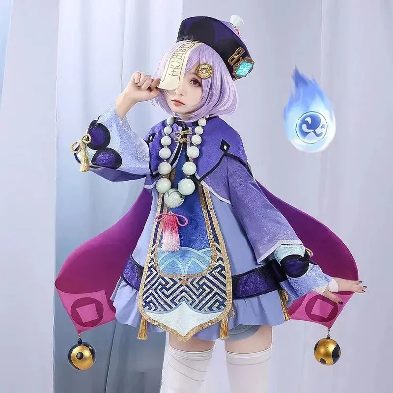 

Genshin impact project Qiqi cosplay costumes anime figure Vestido zombie girl dress Halloween costumes for women suit wig