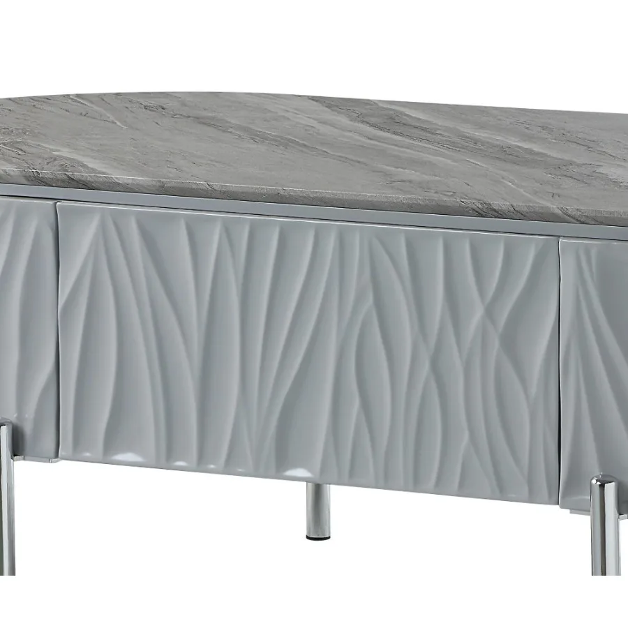 طاولة قهوة يوكينو باللون الرمادي عالي اللمعان من الكروم #5