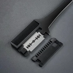 Hair Cutting Comb Black Handle Hair Brushes with Razor Blades Barber Scissors Hair Salon Thinning Hairdressing DIY Styling Tools