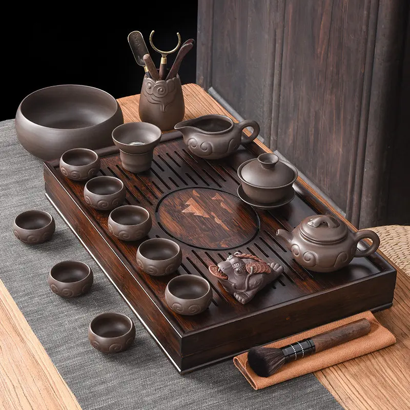 Wooden Serving Tea Tray Ceramic Decorative Living Room Ceremony Chinese Tea Tray Drainage Valet Bandejas Home Decorationgs