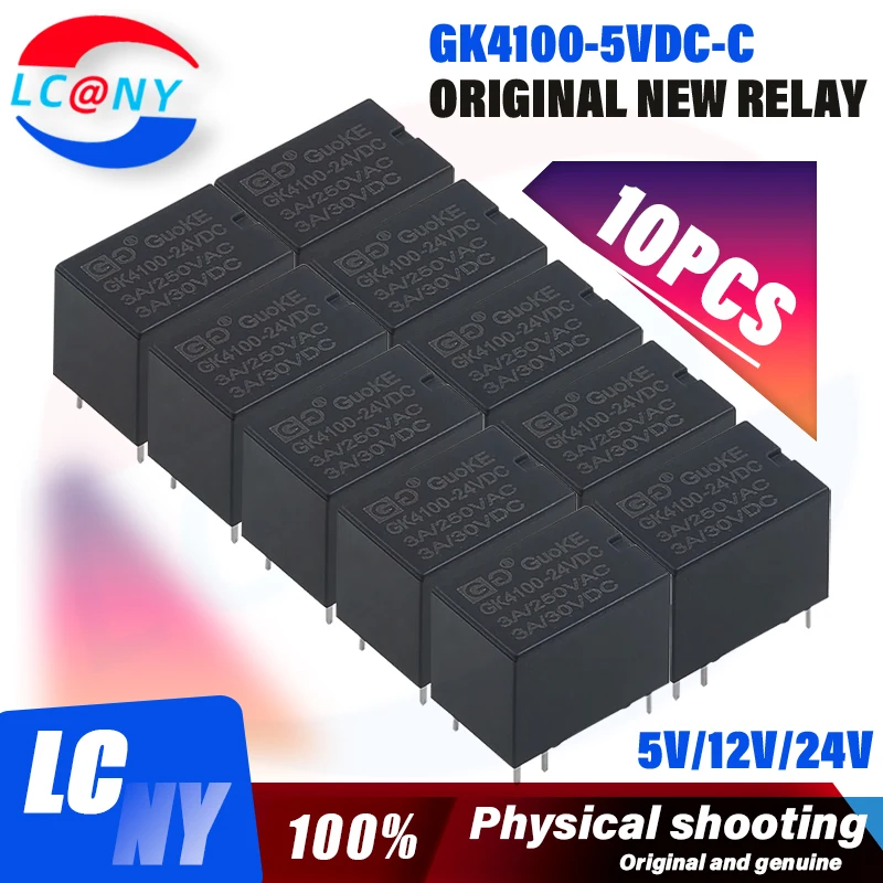 10Pcs New Original GK4100-5VDC 12VDC 24VDC 6PIN 3A Compatible HRS1H HK4100F-DC12V-SHG HK4100F-DC24V-SHG 5V 12V 24V signal relay