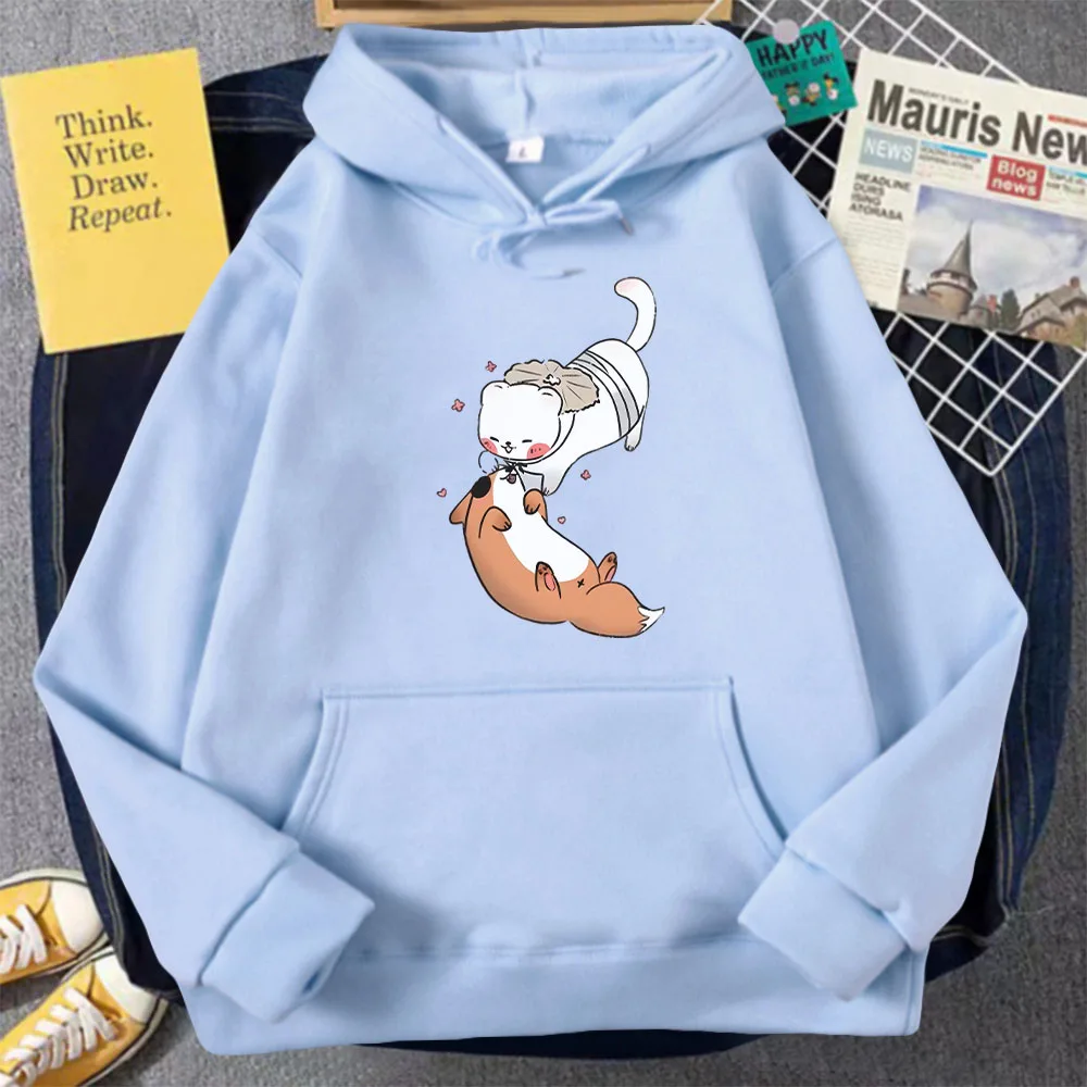 TGCF Fox and Ferret Hoodies Tian Guan Ci Fu Kawaii Print Hoodie Harajuku Aesthetic Man Women Cartoon Graphic Winter Sweatshirts