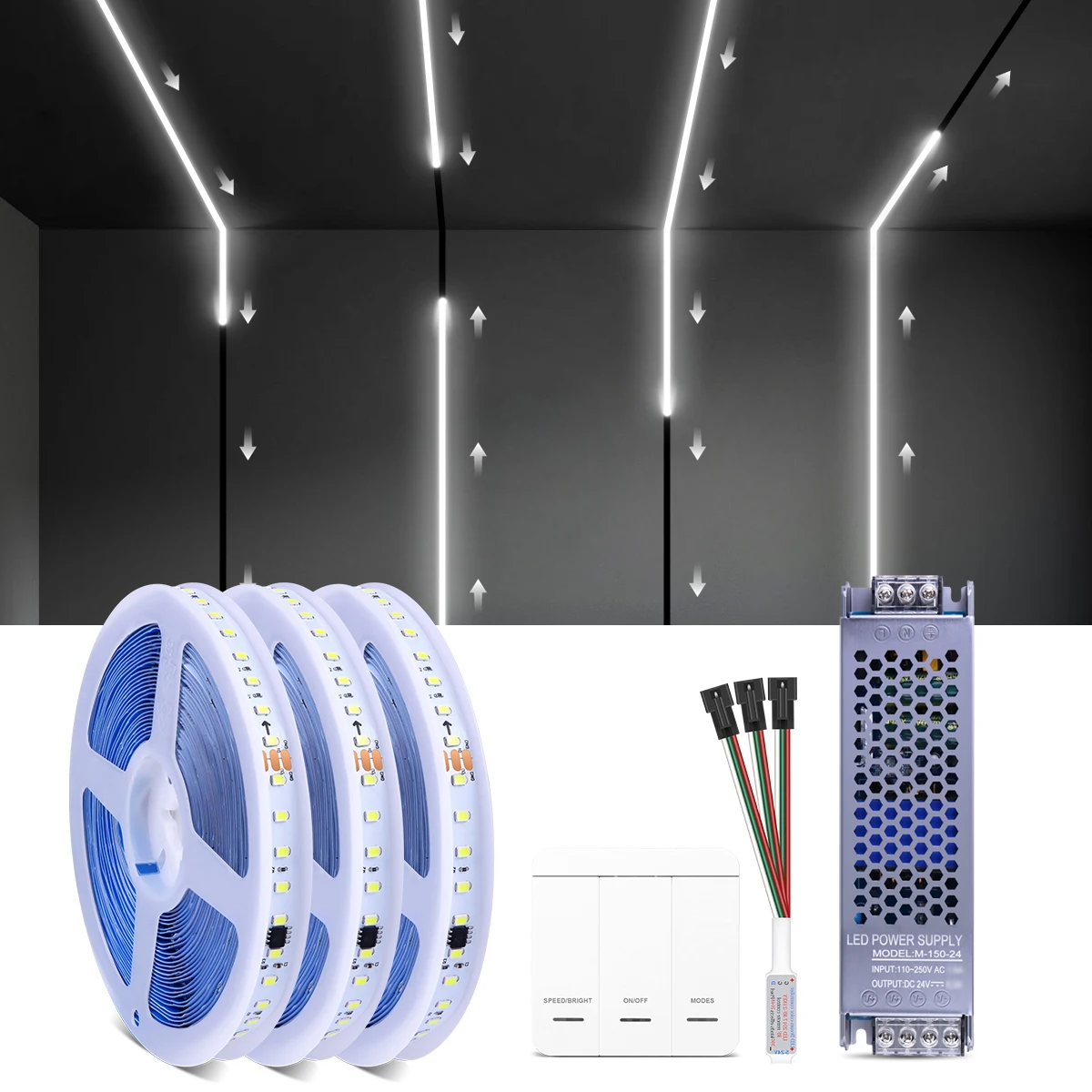 

Horse Race Chasing LED Strip Light WS2811 DC24V 120LED/M Addressable Pixel SMD Running Water Flowing Flexible Ribbon Room Decor