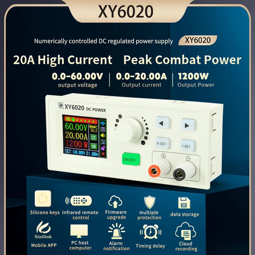 

XY6020 DC-DC понижающий преобразователь 20A 1200 Вт с ЧПУ, регулируемый стабилизированный постоянный ток, понижающий модуль постоянного напряжения и тока