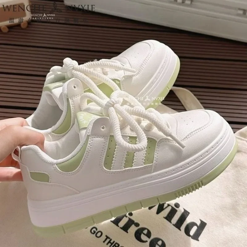 

Autumn Women's White Sneakers Casual Lace-up Platform Shoes Round Head Fashion Student Skateboarding Shoes Zapatillas De Deporte