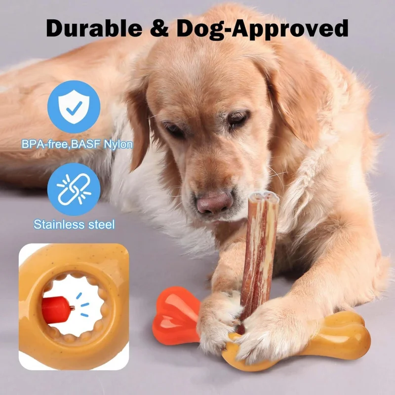 AFP Anti-Choking Pet Dog Chew Stick Toy with Nylon Holder for Chewing and Freshening Breath