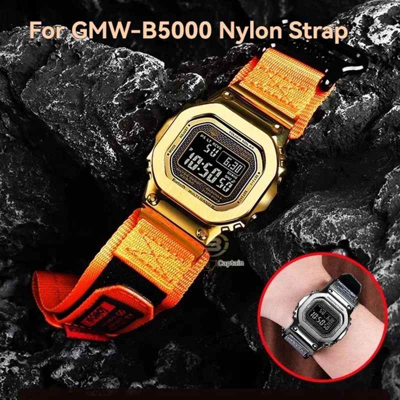For Casio Metal Block GMW-B5000 Modified Nylon Canvas Watch Strap GMW B5000 Personalized Bracelet Waterproof Sport Watchband