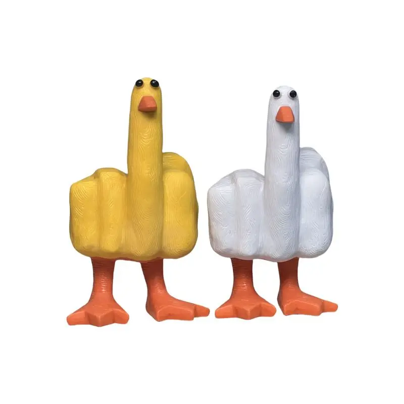 

13cm Middle Finger Duck Sculpture Resin Duck Decorative Doll Desktop Duck Ornaments Home Garden Desk Case Trend Ornaments Gifts