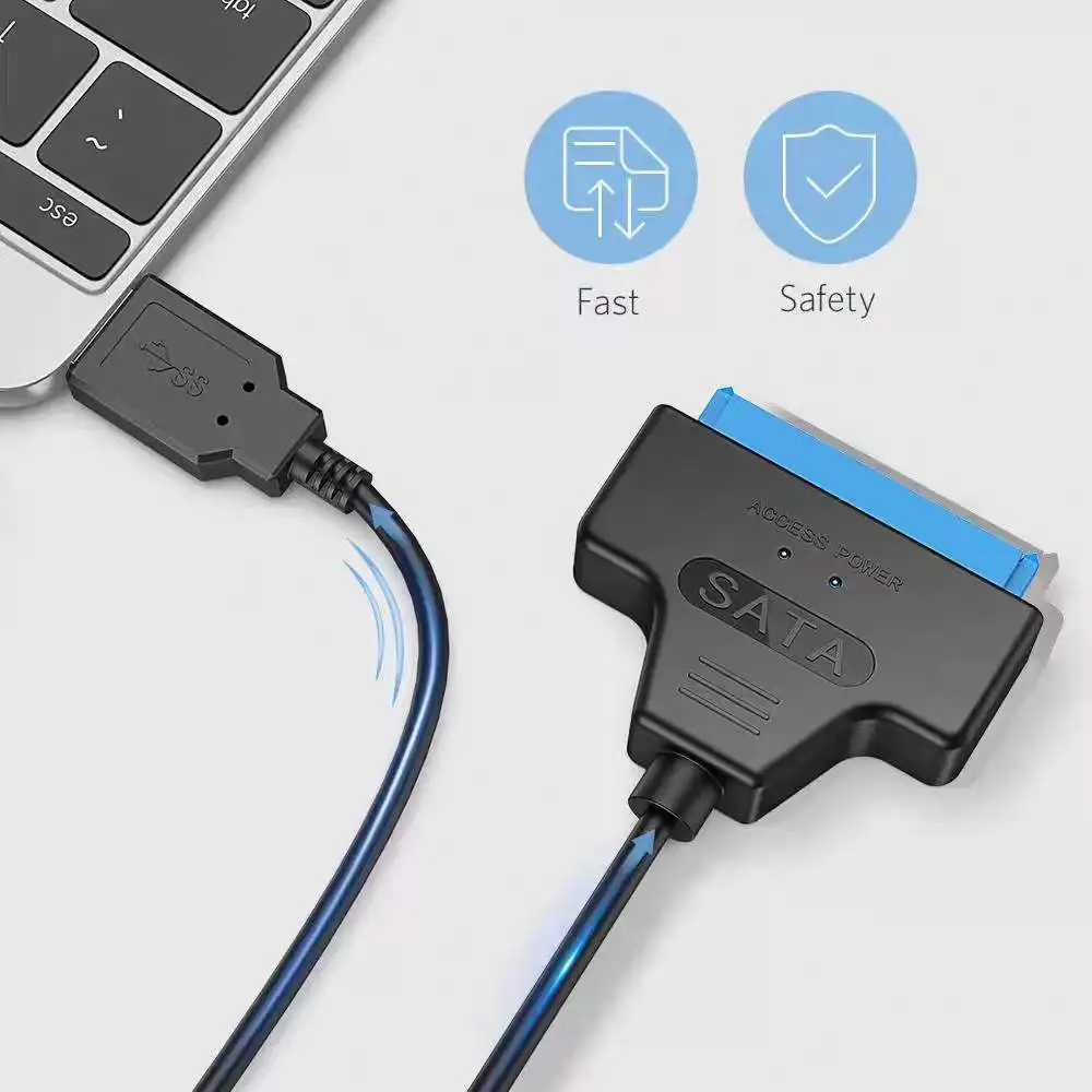 Cable SATA a USB 3,0/2,0 de hasta 6 Gbps para disco duro externo HDD SSD de 2,5 pulgadas, adaptador SATA 3 de 22 pines, Cable USB 3,0 a Sata III