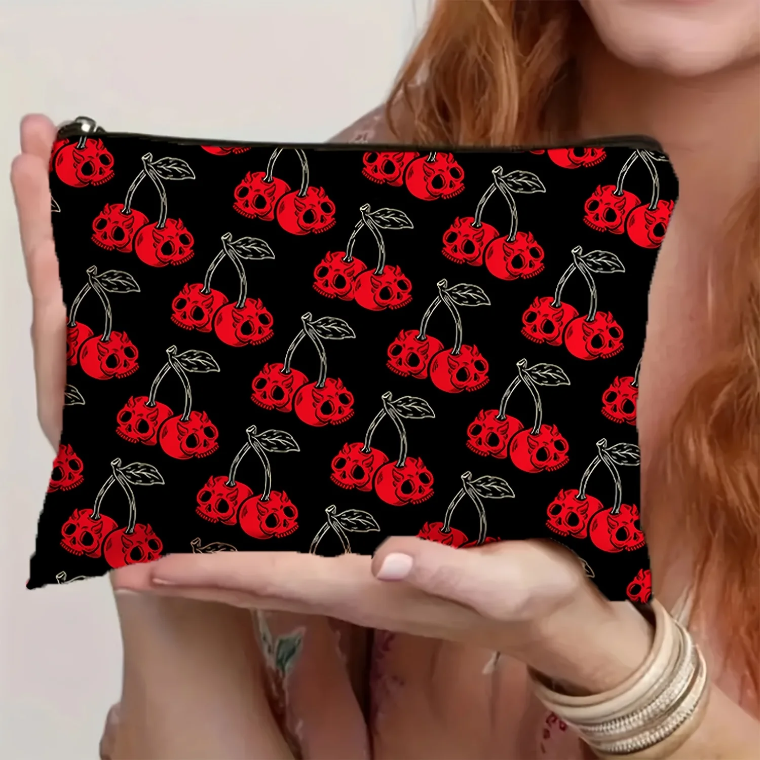 ハロウィーンプリントのメイクアップバッグ - かわいい多機能ジッパーポーチ、ジュエリー収納バッグ、旅行に最適なジッパー付き小型収納バッグ