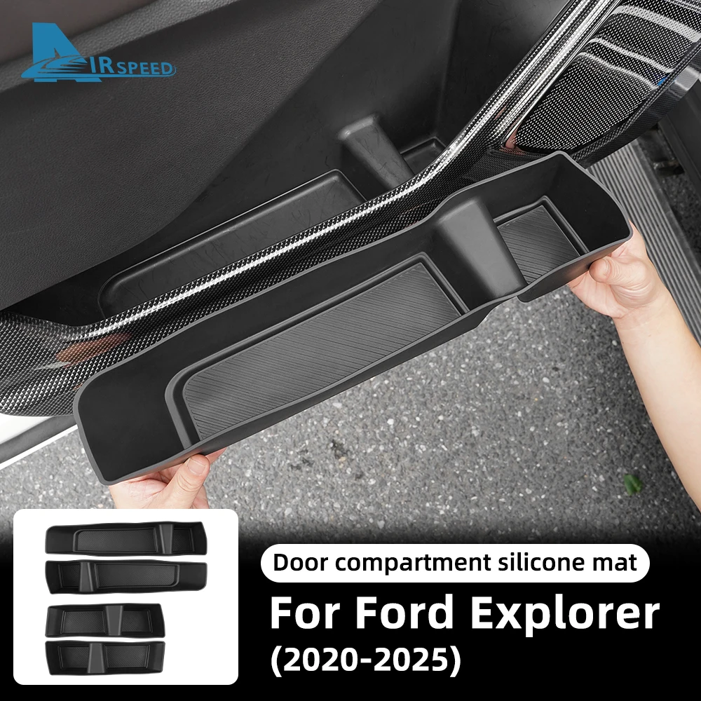 2pcs Silicone for Ford Explorer 2020 2021 2022 2023 2024 2025 Car Door Storage Box Armrest Holder Organizer Accessories LHD RHD