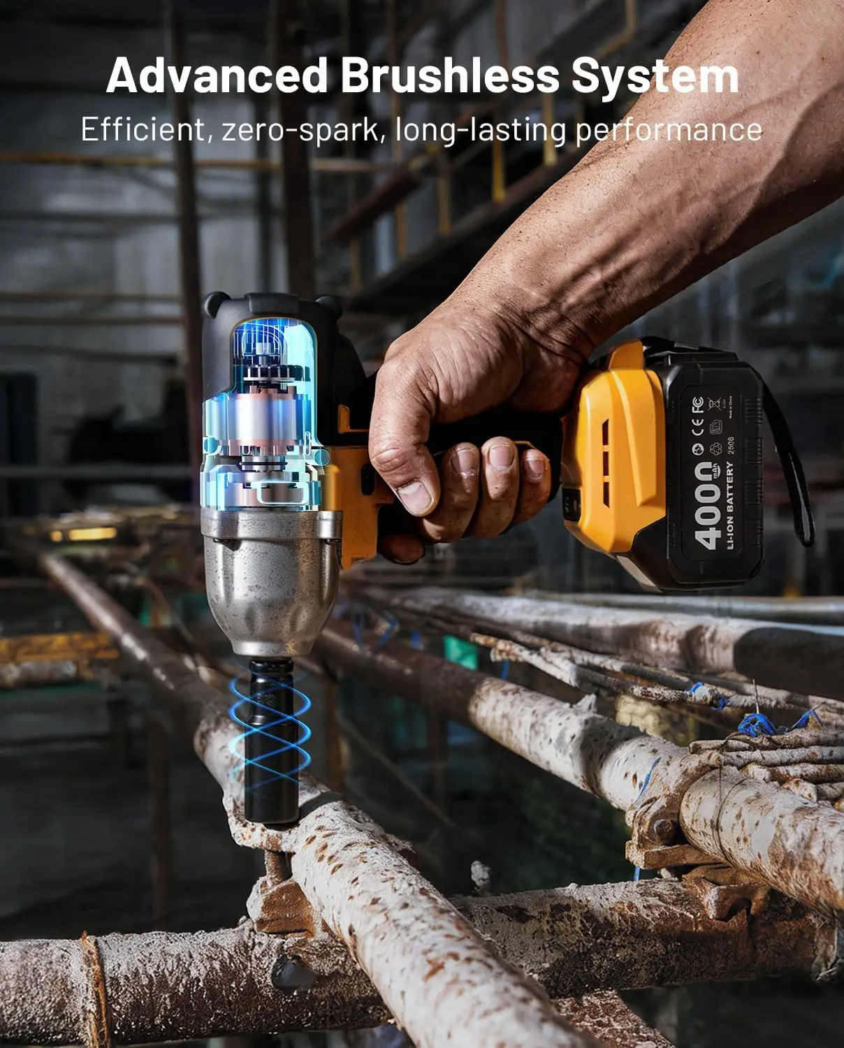 Taskstar 1200N.M Torque Brushless Electric Impact Wrench 1/2 inch Screwdriver Cordless Wrench Power Tool Car Tire Disassembly Tool For Makita 18V Battery Pin