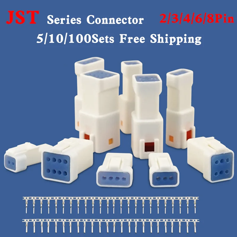 

JST03T-JWPF-VSLE-S Automotive Connectors JST02R-JWPF-VSLE-S 2/3/4/6/8 Pin Waterproof Connectors Male and Female Butt Plugs B06B