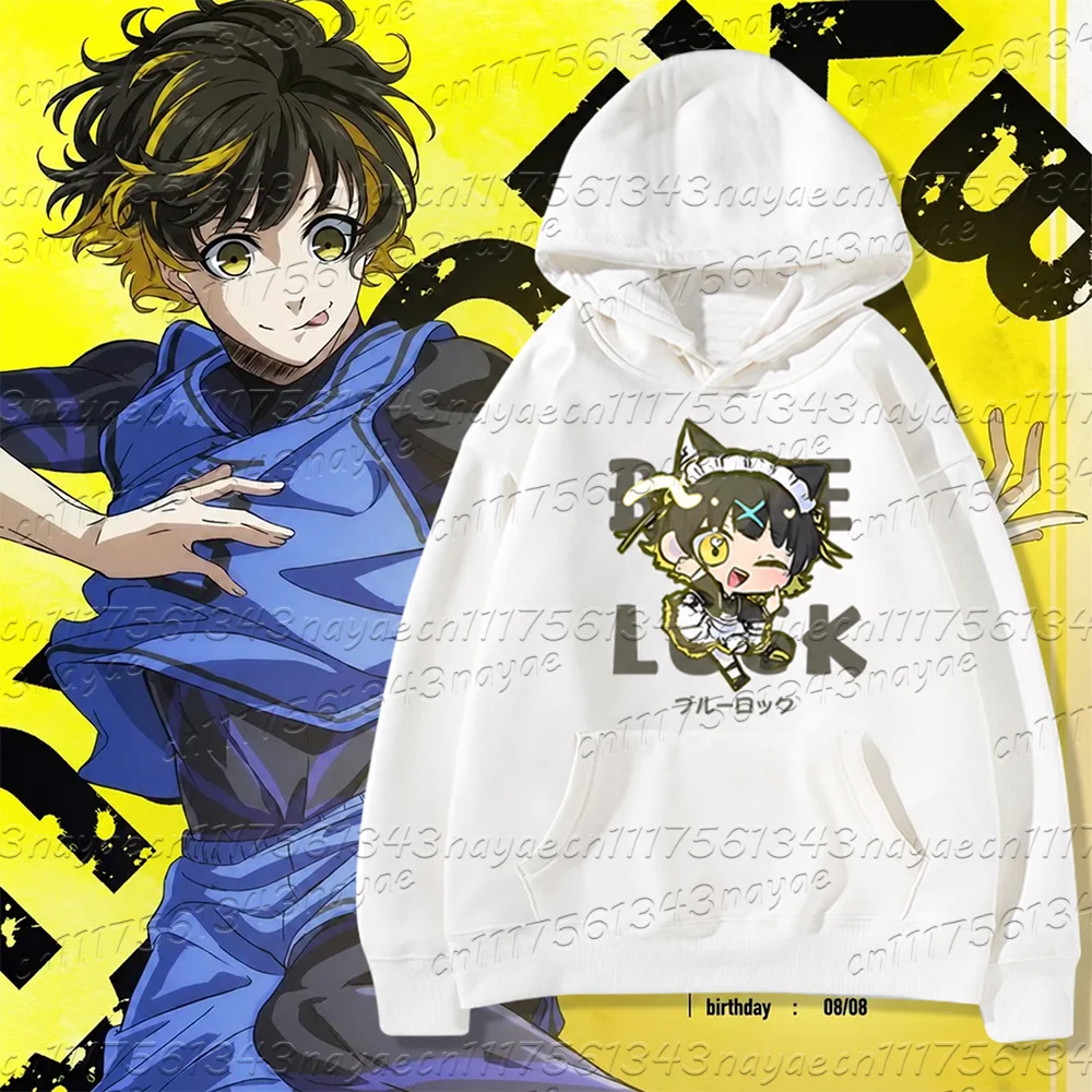 Japanese Anime Blue Lock Hooded Sweatshirt For Autumn and Winter Men's and Women's Loose Casual Children's Long Sleeved Top