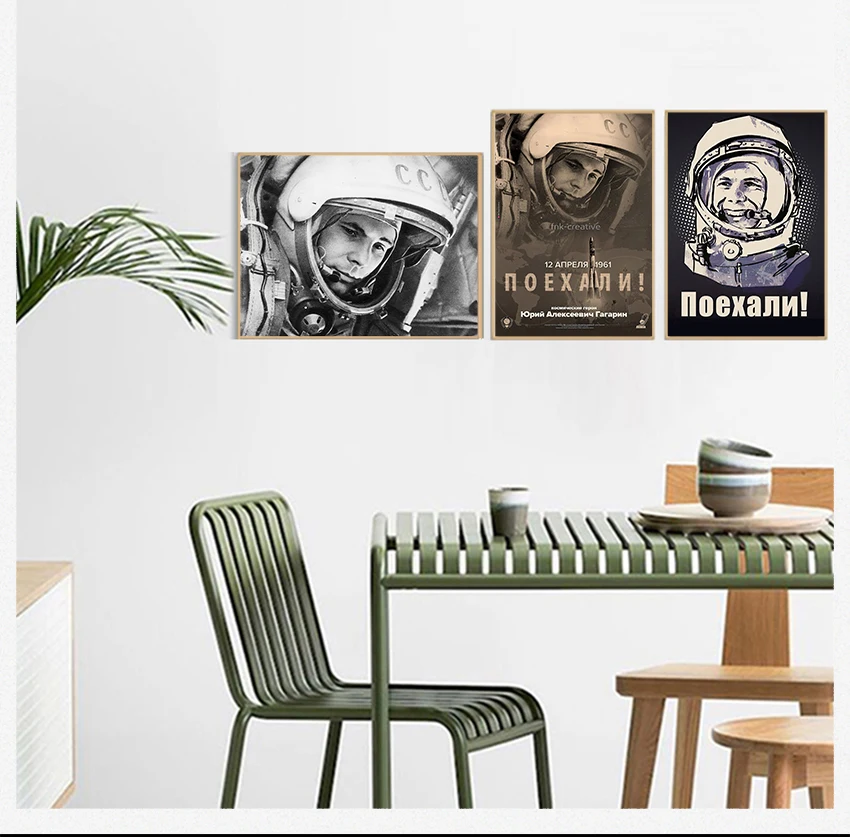 Pictures For Living Room Vintage Canvas Painting Decorative Home Decor Quadro Space Heroes Yuri Gagarin Posters And Prints Wall