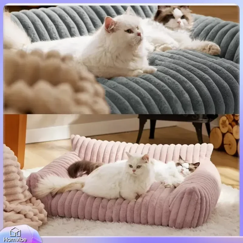 

Luxury Winter Warm Cat Bed Sofa Nest for Small Medium Dogs Cats Plush Pet Bed Comfortable Indoor Pet Furniture Cozy Puppy Bed