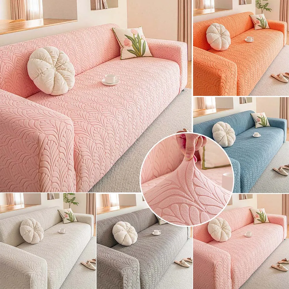 

All-Season Adjustable Jacquard Leaves Sofa Covers Elastic 1/2/3/4/5 Seater Armchair Protector Corner L Shape Stretch Slipcovers
