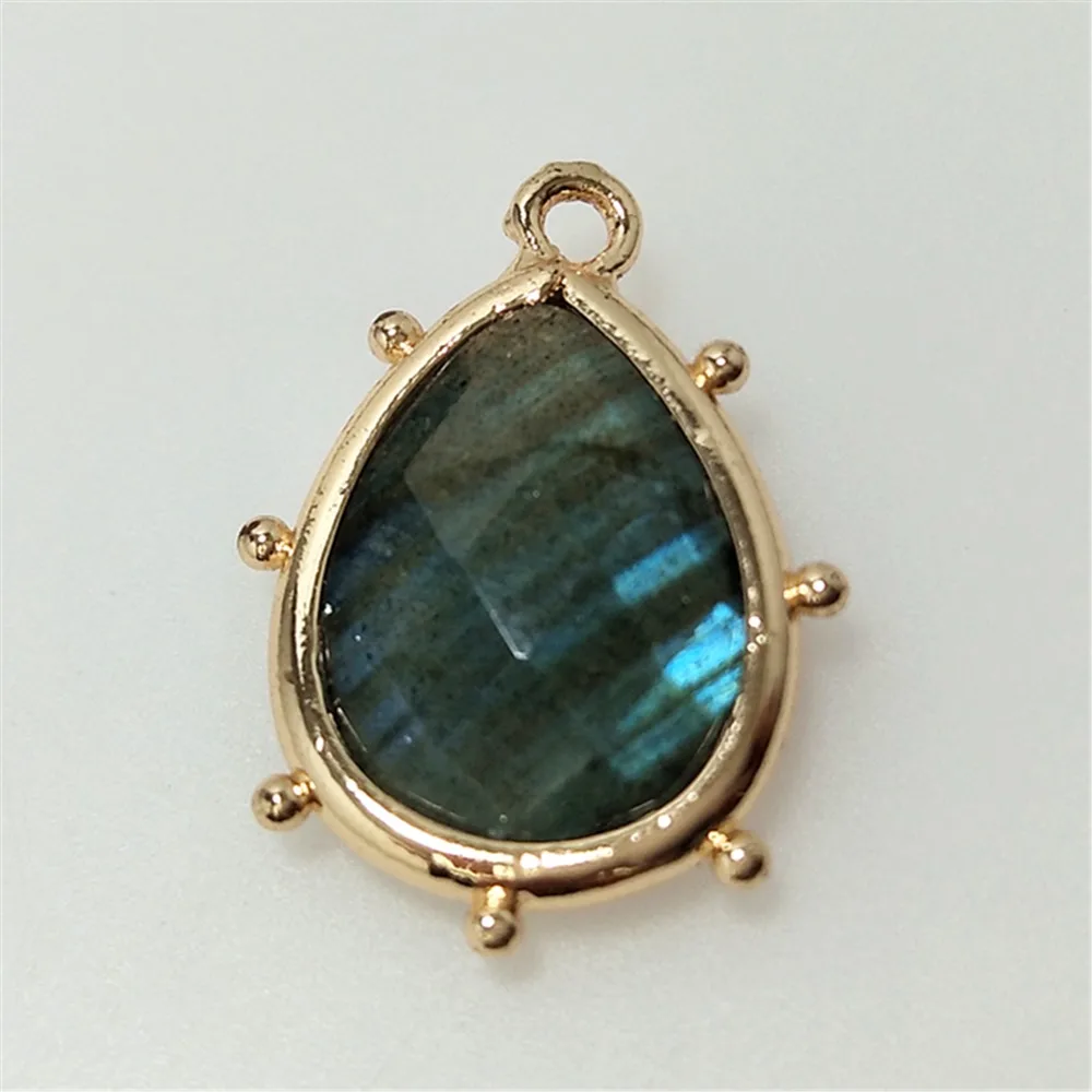 Hot 1Pc Natural Semi Precious Stone Pendant,Water Drop Shape Labradorite Jewelry Accessory, For Women DIY Jewelry Making PD197