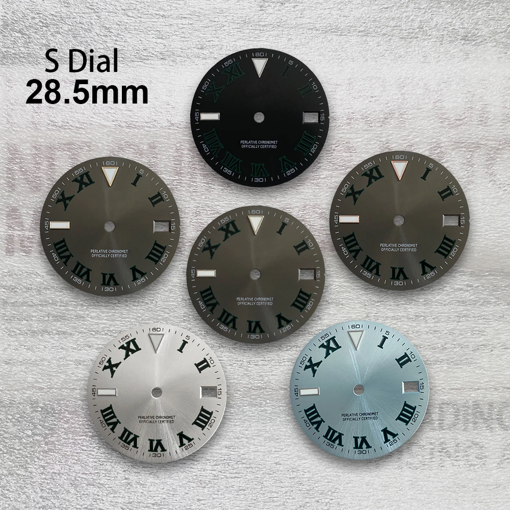 

28,5 мм S логотип Epipremnum циферблат подходит для NH35/NH36/4R автоматический механизм ледяной синий светящийся высококачественный модификация часов аксессуары