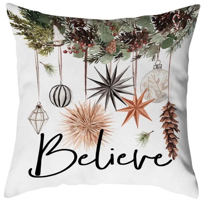عيد الميلاد رمي وسادة يغطي ، مزرعة شجرة عيد الميلاد ثلج الشتاء أكياسها لقضاء عطلة المنزل مدرب أريكة 45x45 سنتيمتر مجموعة من 4 #5