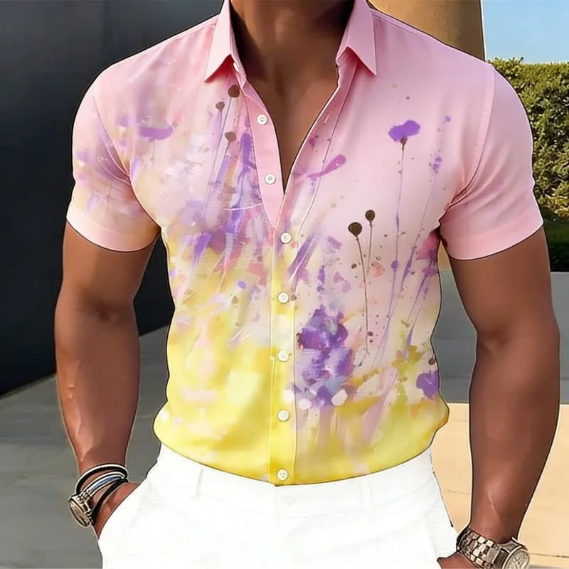

Men's Vintage Artistic Trendy Luxury Art Print Short Sleeve Shirt Casual Fashion For Daily Commute And Vacation Styling