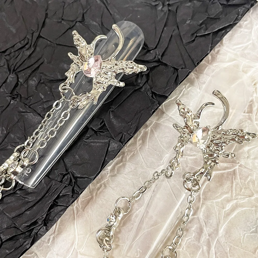 5XL Seize فراشة سلسلة مجوهرات الكروم الفاخرة السائل المعلقات المعدنية الشرير الفضة غير النظامية فراشة جيل للأظافر تزين سبيكة 404s