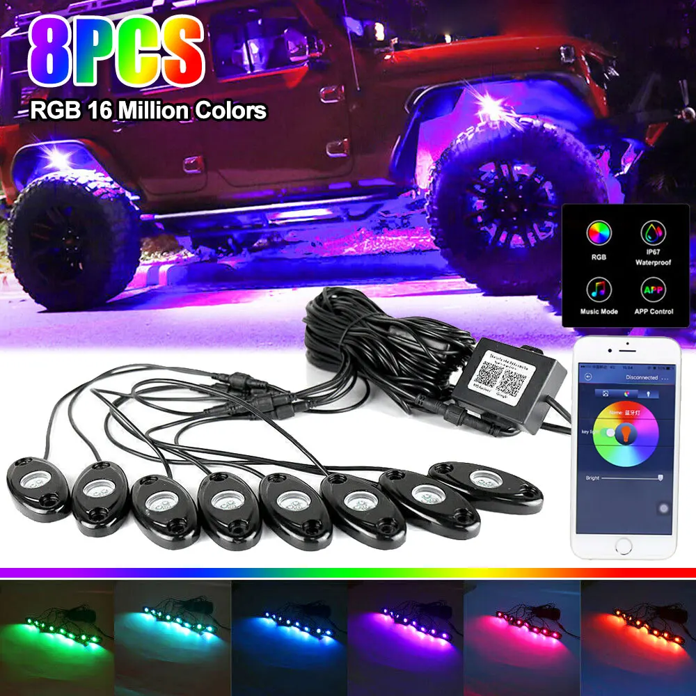 8 in 1 RGB LED Ambient Light 12V For Car Motorcycle And off-road Vehicle Modified OBD2 Car Accessories