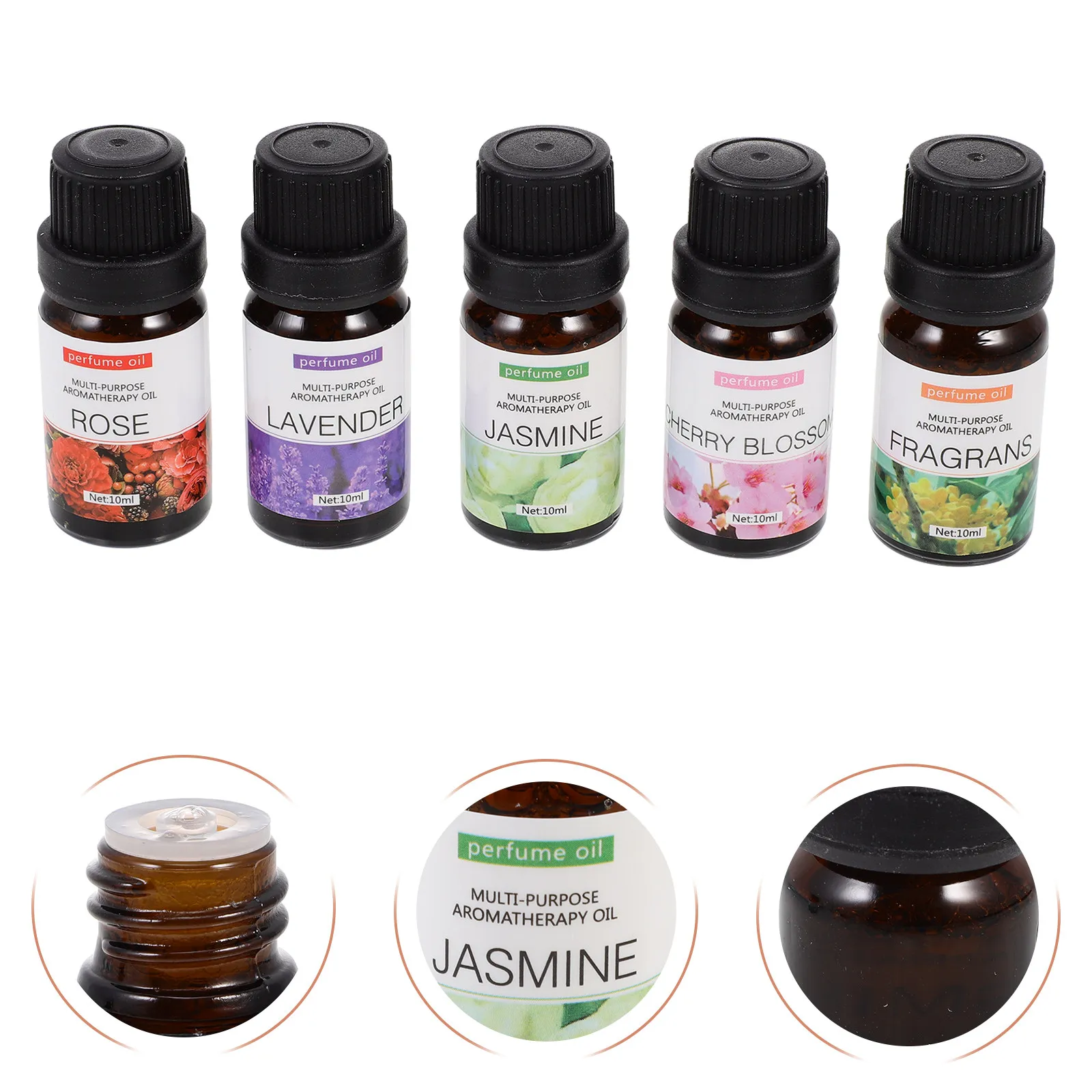 

5Pcs Luxury Essential Oil Set Rose Lavender Jasmine Osmanthus Green Tea Cherry Aromatherapy Diffuser Oil Humidifier Fragrance