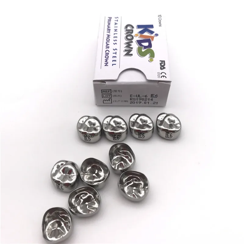 5Packs 10Packs Dental Stainless Steel Primary Molar Kids Crown Refill Package Kit for Kids Teeth Restoration