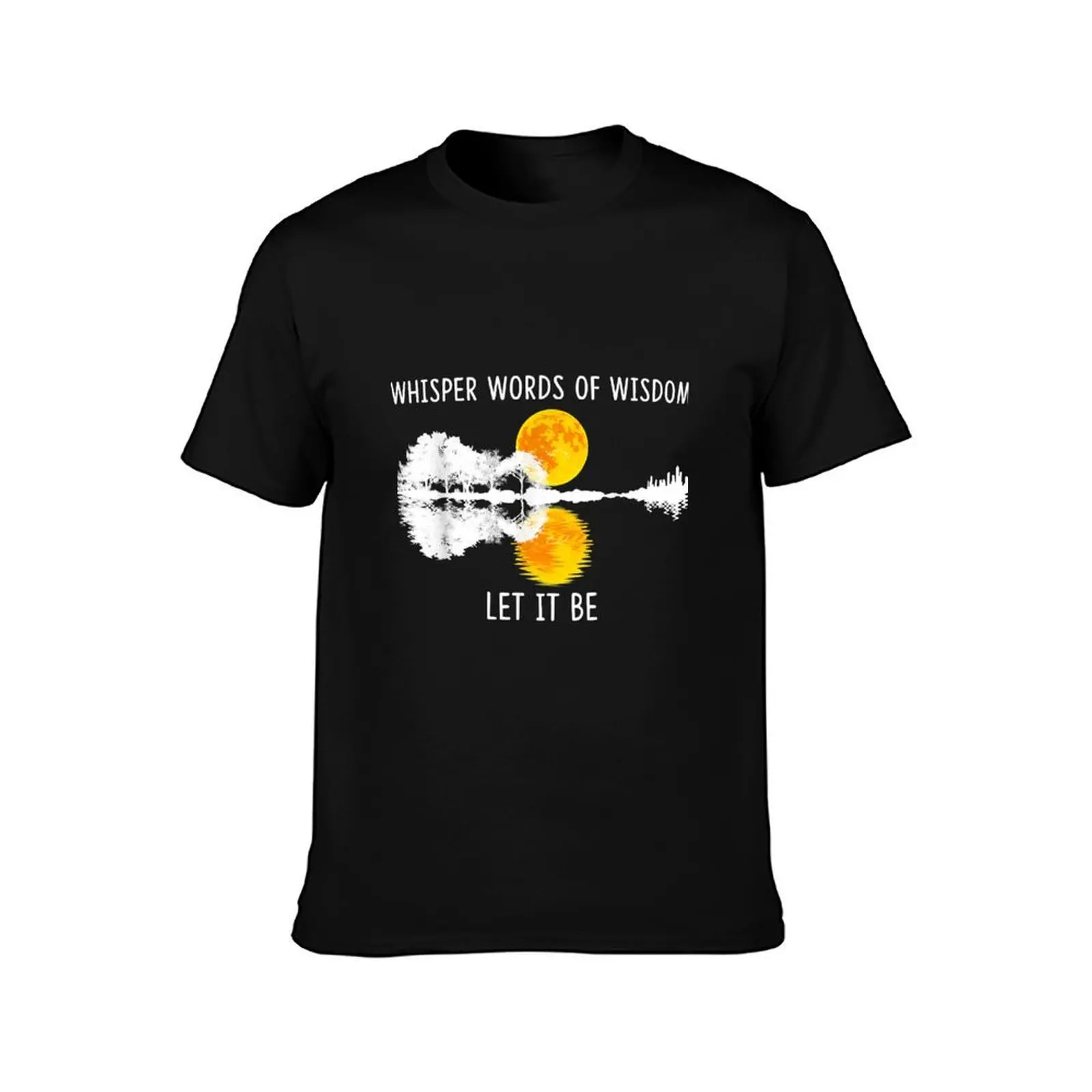 Whisper Words Of Wisdom Let-It Be Tshirt Guitar Lake Shadow T-Shirt Sports Casual Short Sleeve Cotton Tee T-Shirt