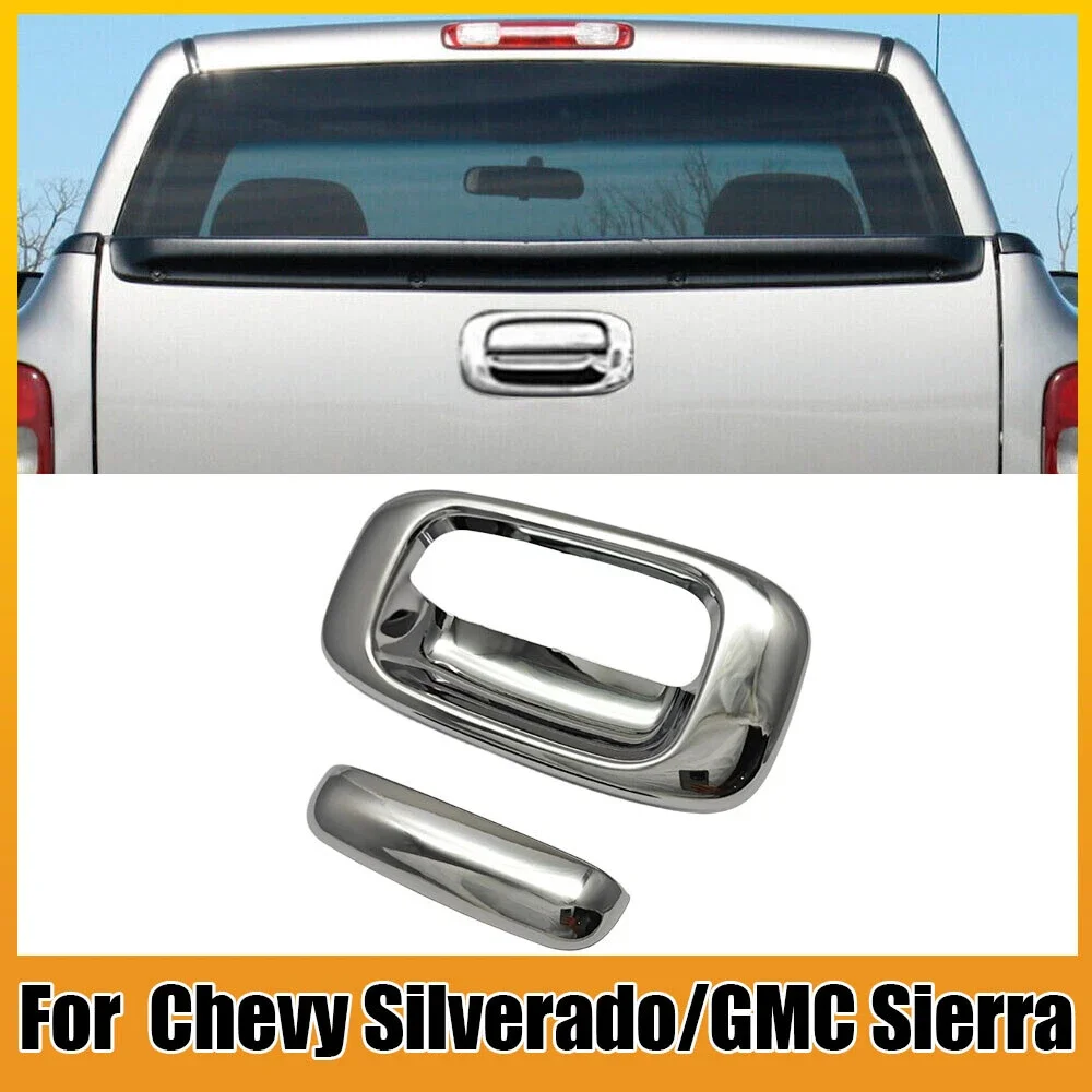 For 1999-2006 Chevy Silverado/GMC Sierra ABS Black Chrome Styling Rear Trunk Tailgate Door Handle Covers Auto Car Accessories