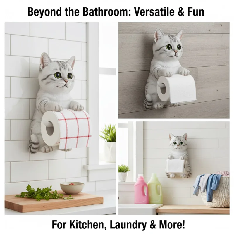Cat Tissue Holder Halloween Cute Resurrection Toilet Home Decoration Resin Ornament Handicrafts Home Hanging Ornament Gifts New