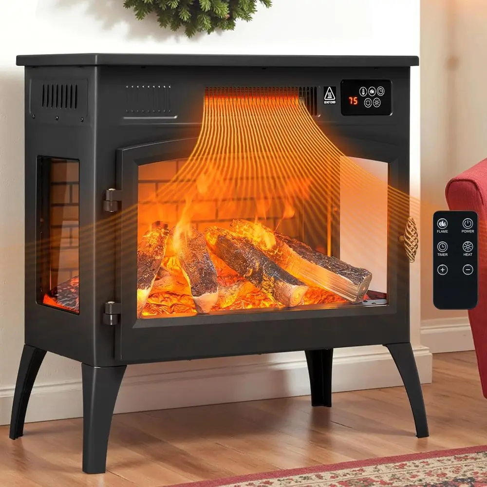 

24 Adjustable Flame Electric Fireplace Heater, 1000W/1500W with 6 Color Options, Safe for Home & Office