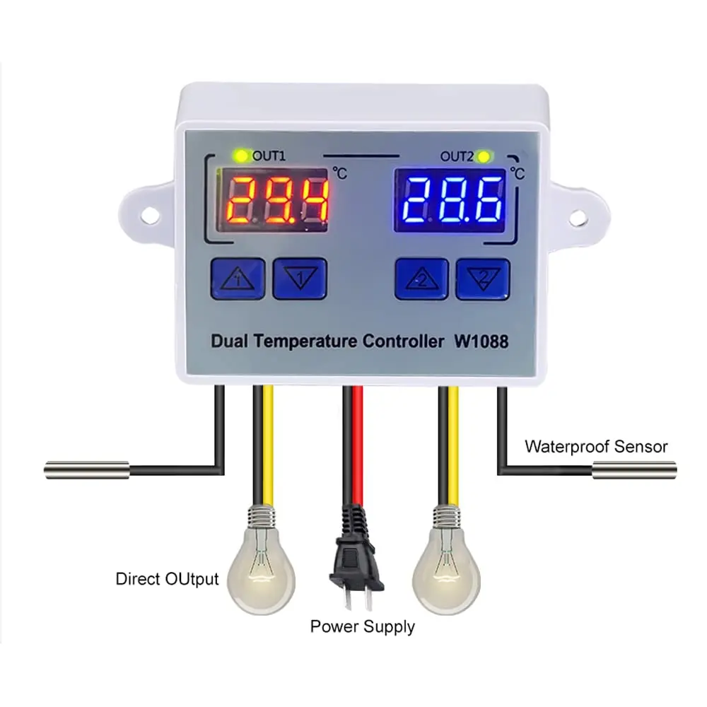 W1088 digital temperature and humidity controller egg incubator thermostat humidity controller heating and cooling controller