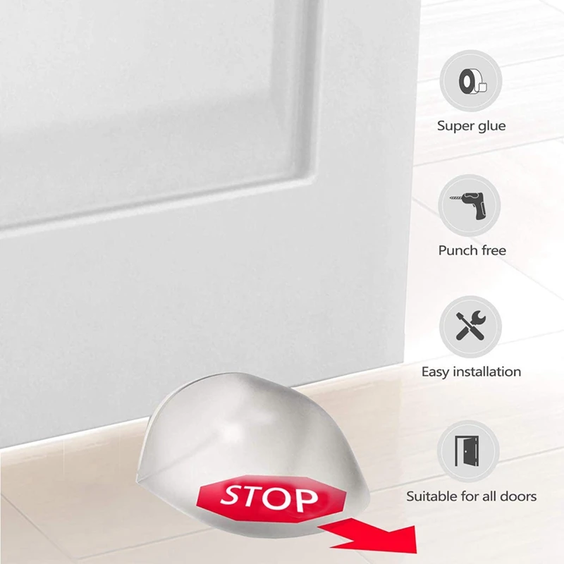 TOP Door Stops Floor For Gluing, Transparent Self-Adhesive Floor Door Stops Suitable For All Hard Floors