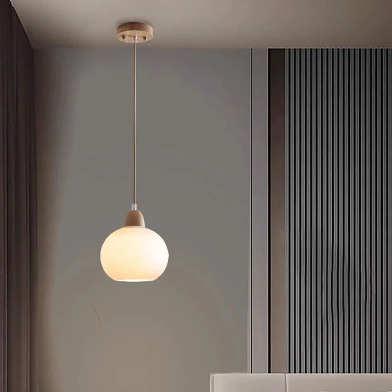 Japanese Log Restaurant Glass Chandelier Modern Simple Bedroom Bedside Chandelier Nordic Creative Table Bar Lamp