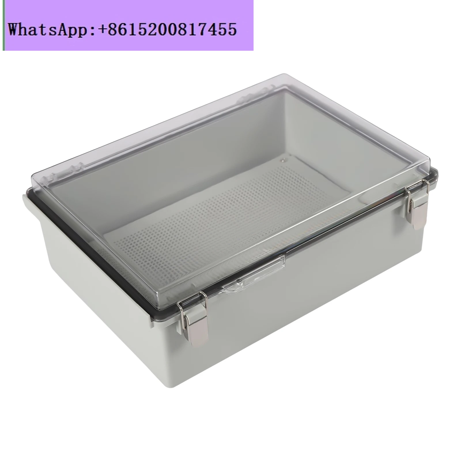 

Hinged Cover Stainless Steel Latch Junction Box with Mounting Plate, ABS Plastic DIY Electrical Project Case 38/28/13