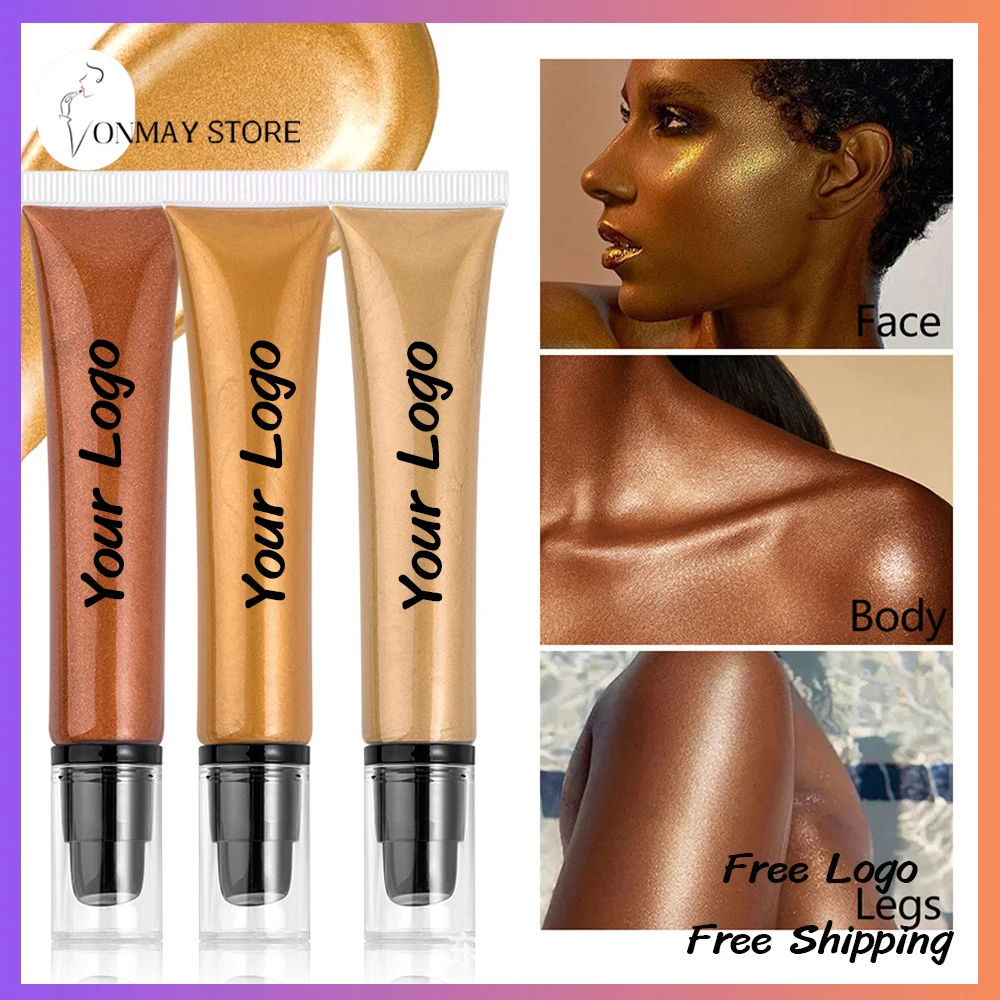 5color Private Label Liquid Highlighter Custom Logo 21.5g Black Box Highlight Hose Tube Face Contour Natural Long-lasting Makeup
