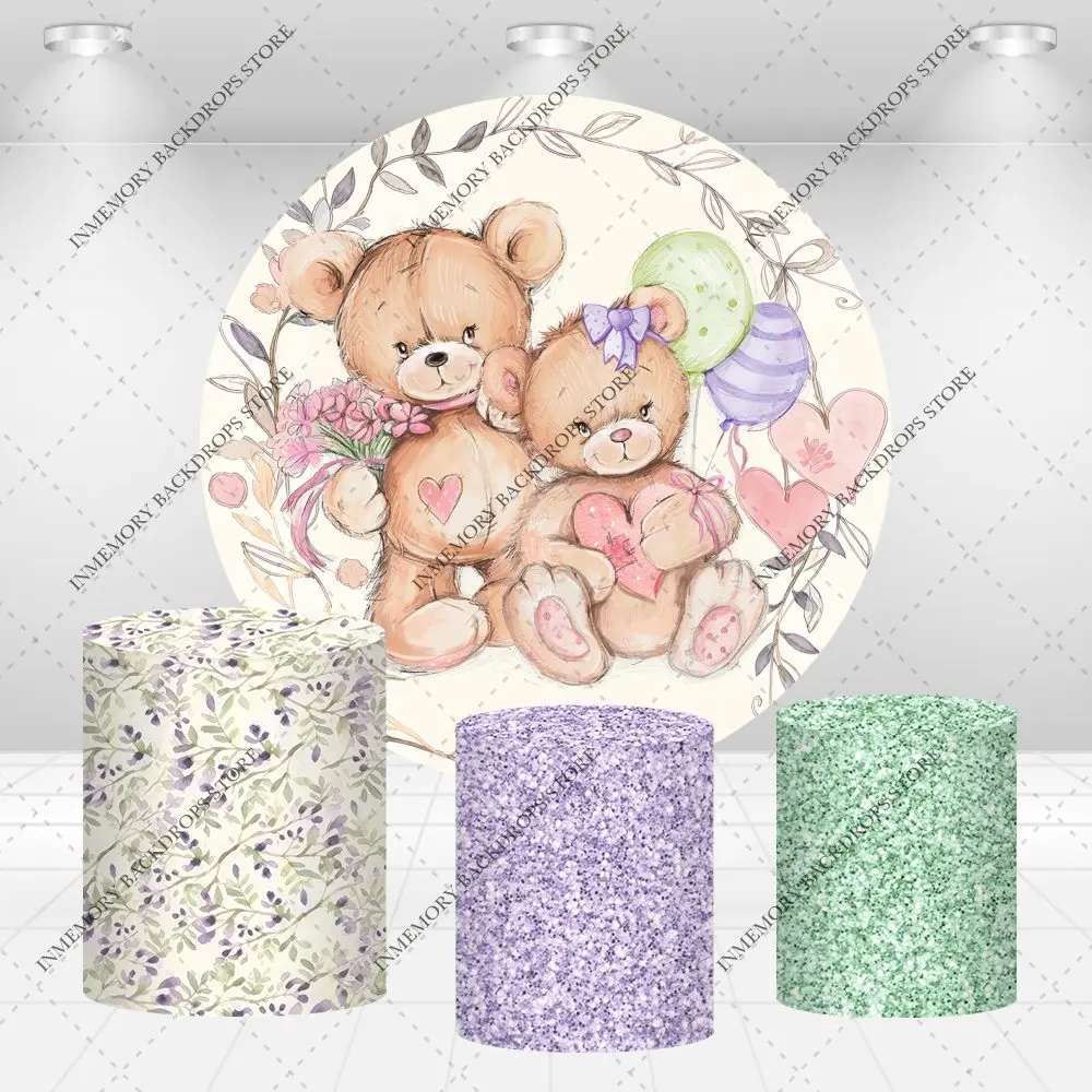 Gender Reveal Round Backdrop Cover for Photography Boy Or Girl Beige Baby Shower Circle Photo Background Balloons Party Decor