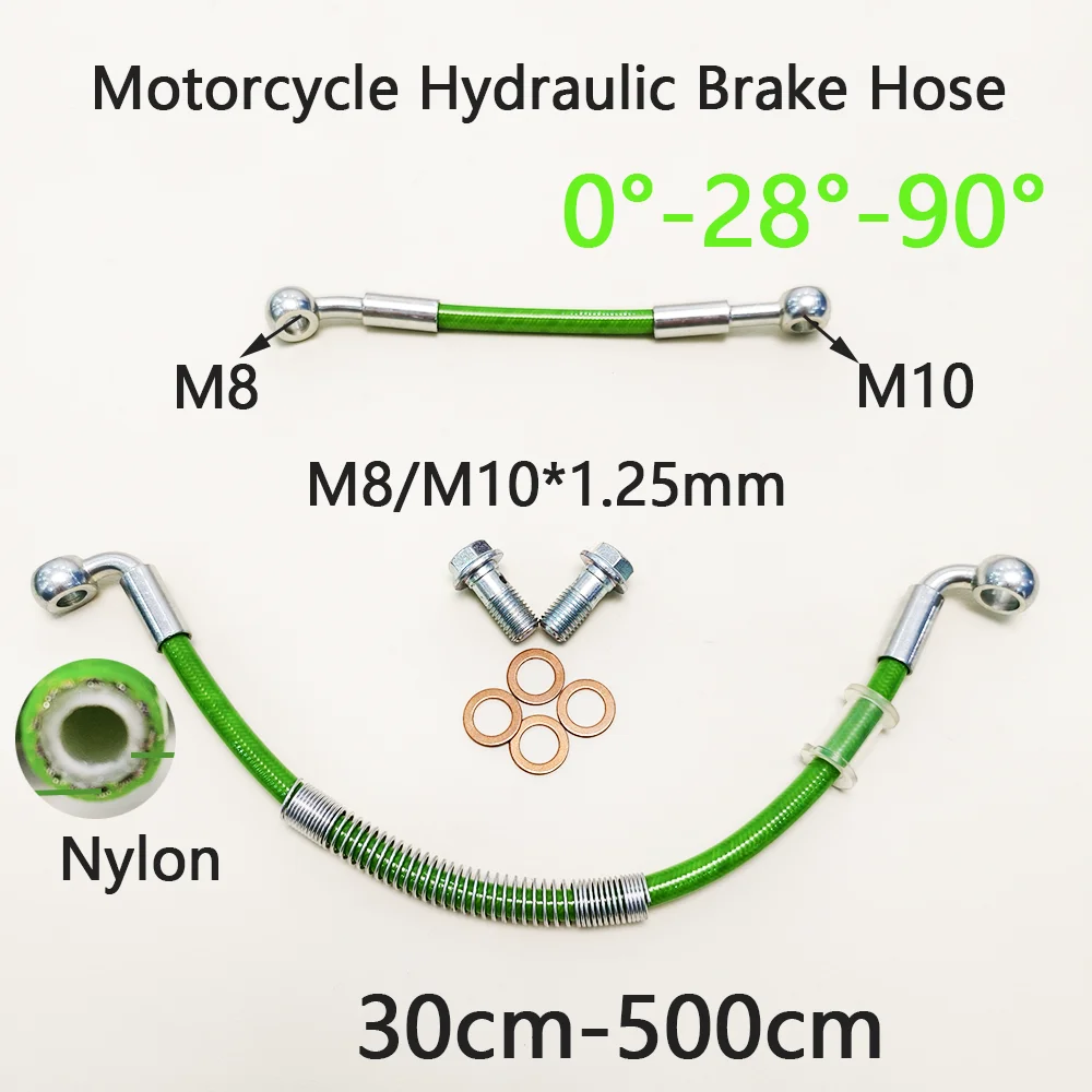 

30cm-500cm Brake Hose Hydraulic DOT Line Cable 8mm 10mm 0°~ 28°~90° Banjo for Suzuki Kawasaki Yamaha Pipe Line Braided oil hose