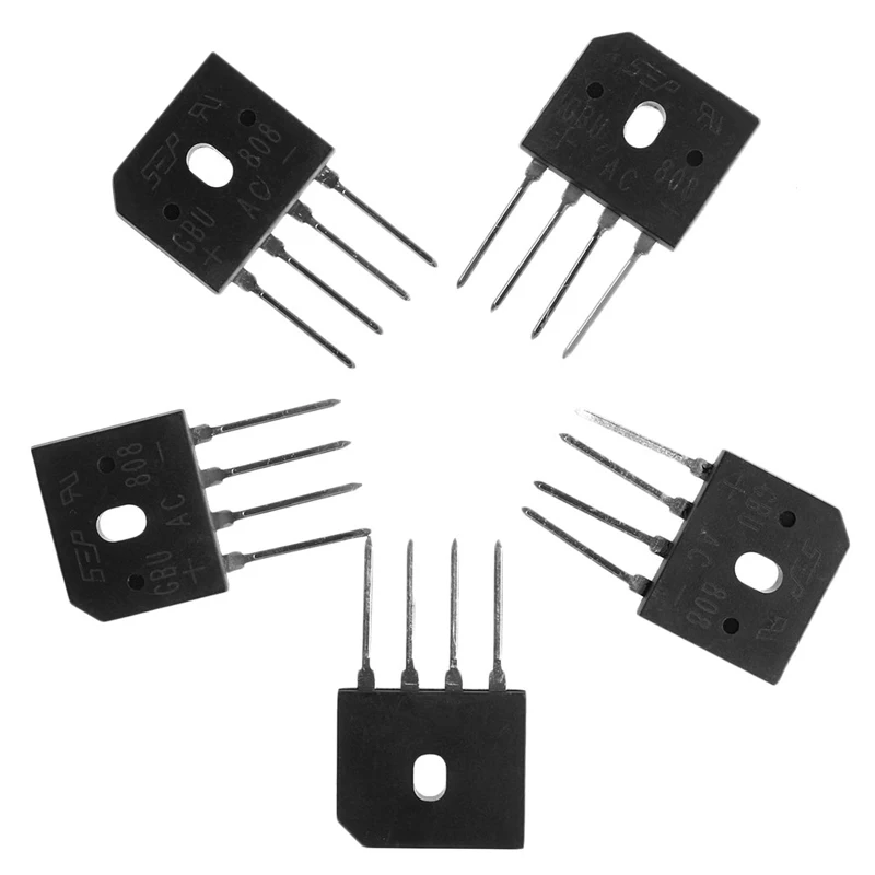 New 5Pcs Single Phases Diode Bridge Rectifier IC Chip 8A