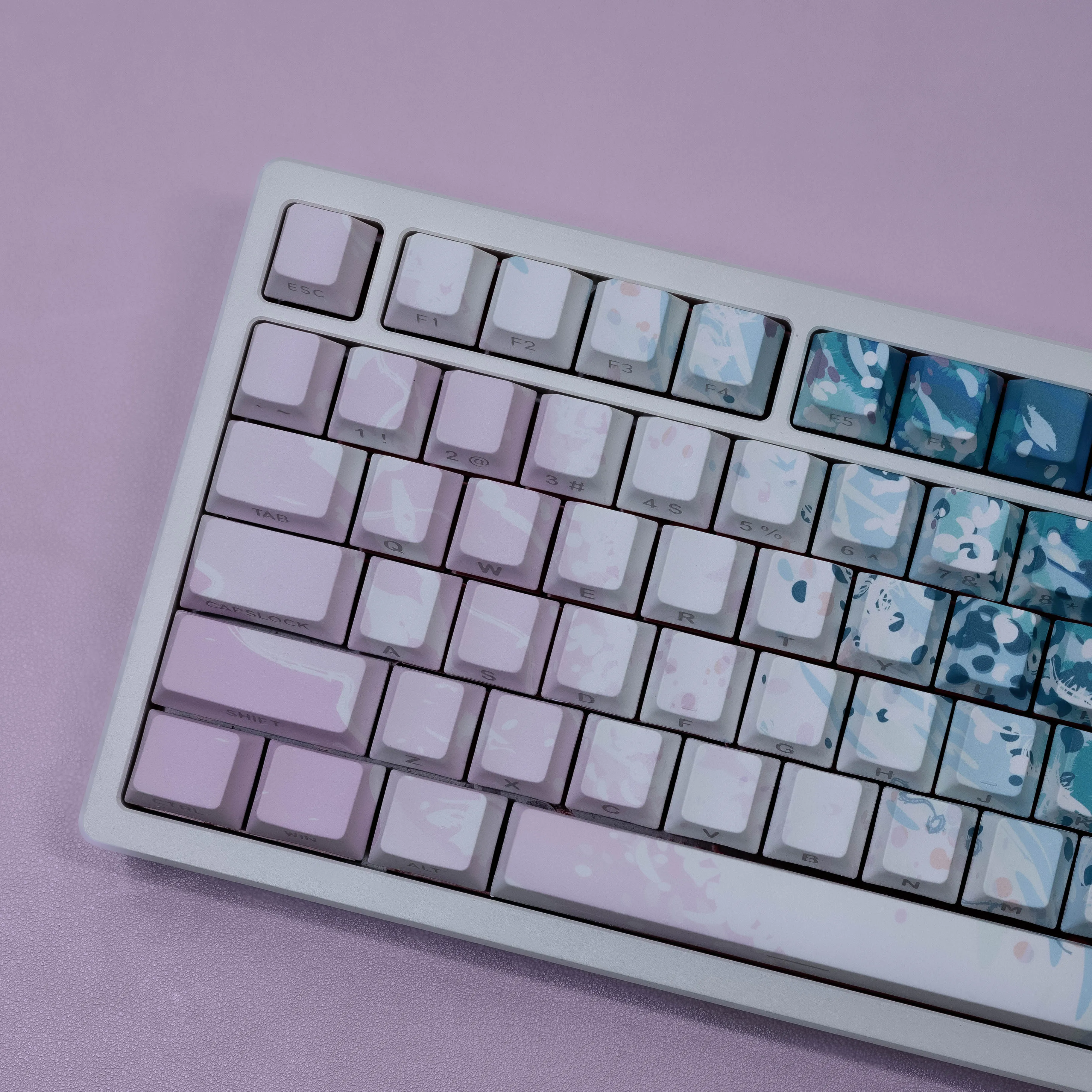 JCM Cherry Keycaps Dye-Sub PBT Side Light German/Korean/French/English/Spanish For Mechanical Keyboard Pink Beach Girl's Gift