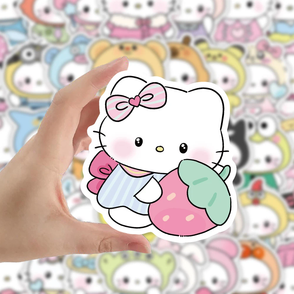 10/30/50/100 Uds. Pegatinas bonitas y divertidas de dibujos animados de Hello Kitty, calcomanías estéticas para ordenador portátil, Notebook, teléfono, maleta, pegatinas decorativas, Juguetes